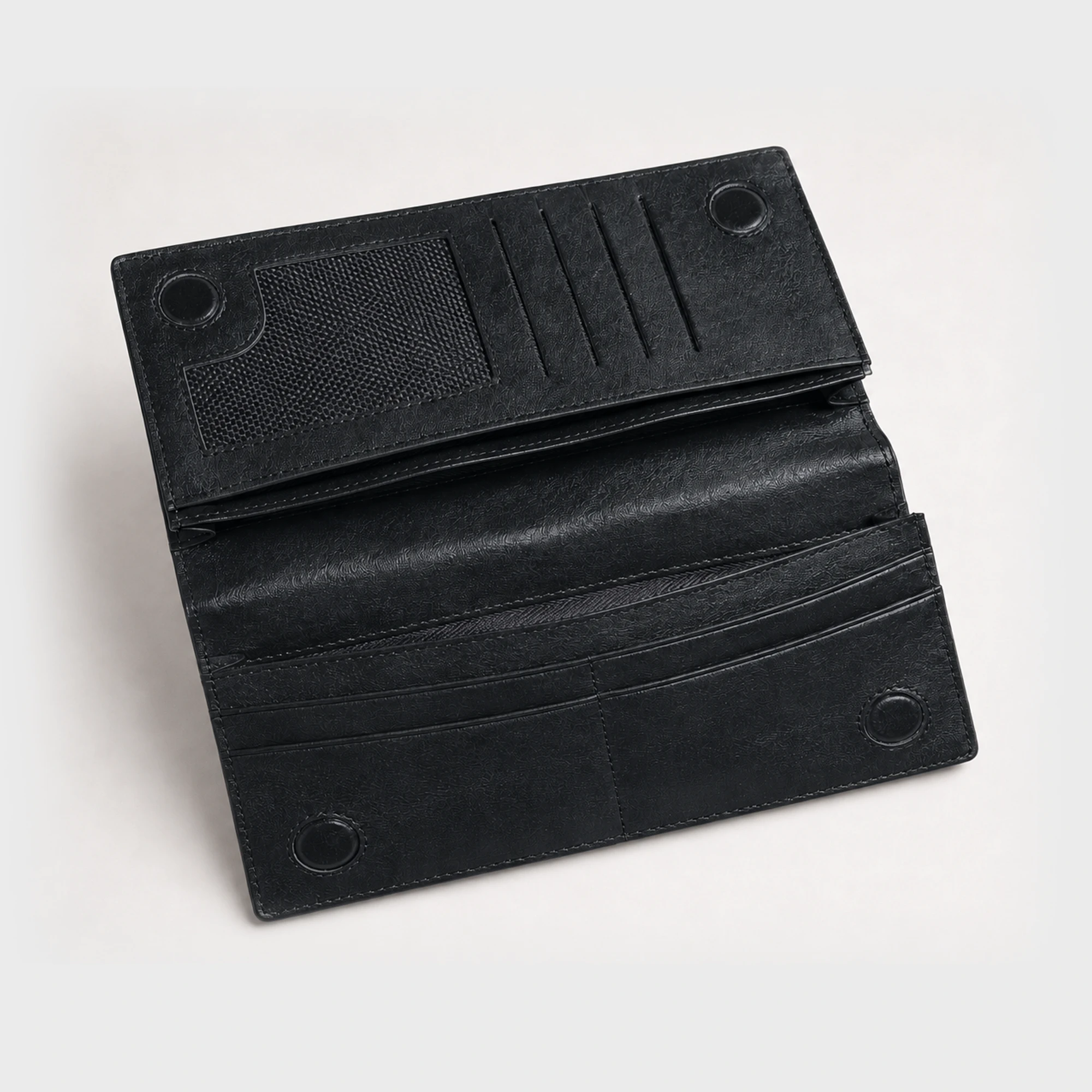 Vantra Long Dual Chamber Leather Wallet Black - DWV801B